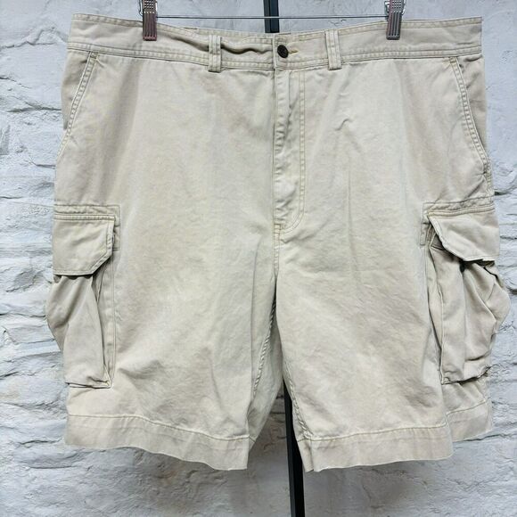Polo Ralph Lauren Cargo Shorts 42 Beige Relaxed Chino Cotton Twill Vintage 90s - Picture 1 of 7